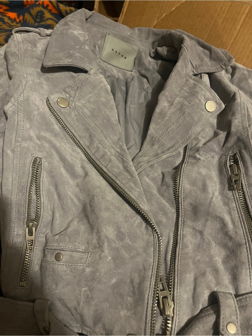 Blank NYC Light Gray Suede Moto Jacket